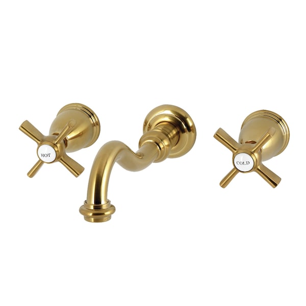 Kingston Brass Double-Handle Wall Mount Bathroom Faucet, Brushed Brass KS3127ZX - main