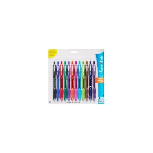 Paper Mate Profile Ballpoint Pen - 1.4 mm Bold Pen Point - Refillable - Retractable - Black, Blue, Green, 12PK 1788863 - main