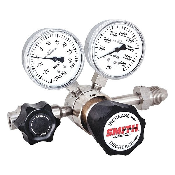 Smith Equipment High Purity Gas Regulator, Hydrogen, Methane, Single Stage, 0.825"-14 Inlet, 1/4 in Outlet 612-03060000 - main