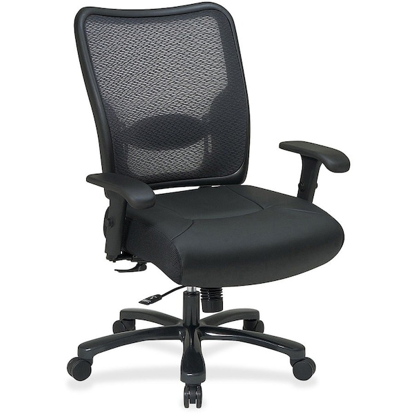 Office Star Big and Tall Chair Desk Chair, Adjustable Arms, 20-5/16" to 23-1/8" Height, Leather, Black 75-47A773 - main