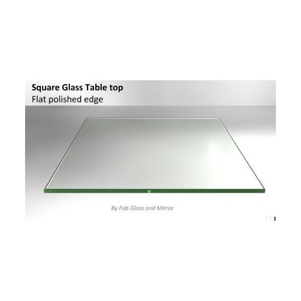 Fab Glass And Mirror Square Glass Table Top, 18in Inch, Clear, Tempered, Wall Mirror, Safety Backing, Clear Finish 18SQR12THFLAN - main