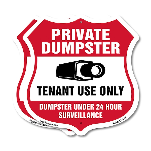 Signmission Private Dumpster Shield Sign Tenant Use, 12 inch X 12 inch, Plastic Sign, 2PK SHI-P-2PACK-12-438 - main
