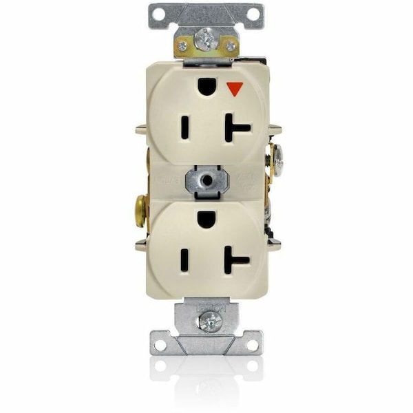 Leviton Straight Blade Receptacle, 5-20R, 20 A, 125V AC, 2 Pole, 3 Wire, Flush Mount, Single, Light Almond 5362-IGT - main