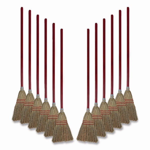 Boardwalk Lobby/Toy Broom, Corn Fiber Bristles, 39" Wood Handle, Red/Ylw, PK12 BWK951TCT - main