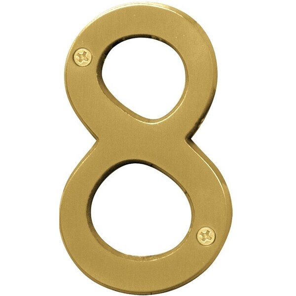 Hy-Ko Prestige Series House Number, Character: 8, 4 in H Character, Brass Character, Solid Brass BR-43BB/8 - main