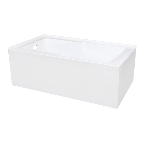Kingston Brass 60-Inch Acrylic Rectangular 2-Wall Corner Alcove Tub with Corner Apron, Left Hand Drain Hole VTAM6032L22S - main