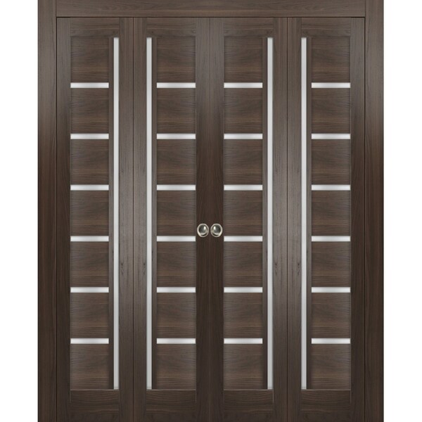Sartodoors Sliding Closet Double Bi-fold Doors Solid Core Modern Interior QUADRO4088DBF-CA-72 x 84 (4* 18x84) - main