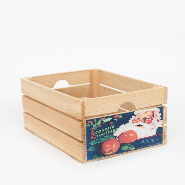 Homeroots 12" Organic Vintage Style Christmas Seasons Grettings Natural Wood Crate 406754 - main