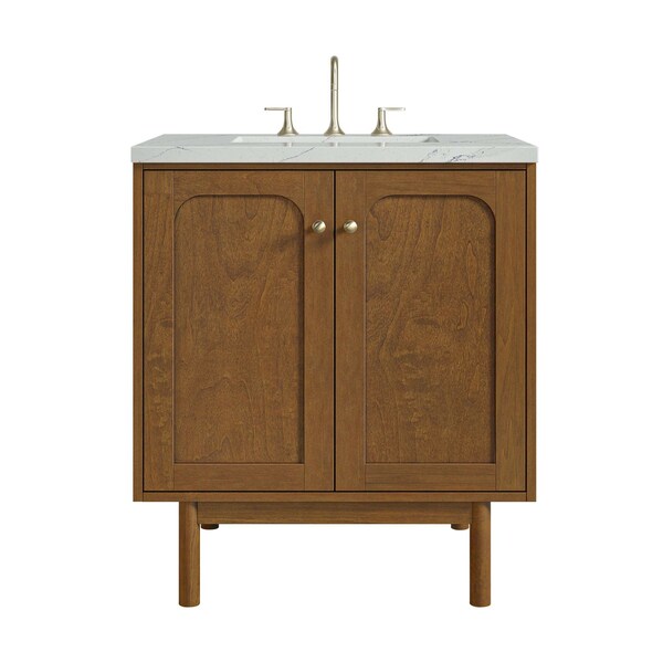 James Martin Vanities Laurent 30" Single Vanity, Honey Oak w/ 3 CM Ethereal Noctis Silestone Top 545-V30-HNO-3ENC - main