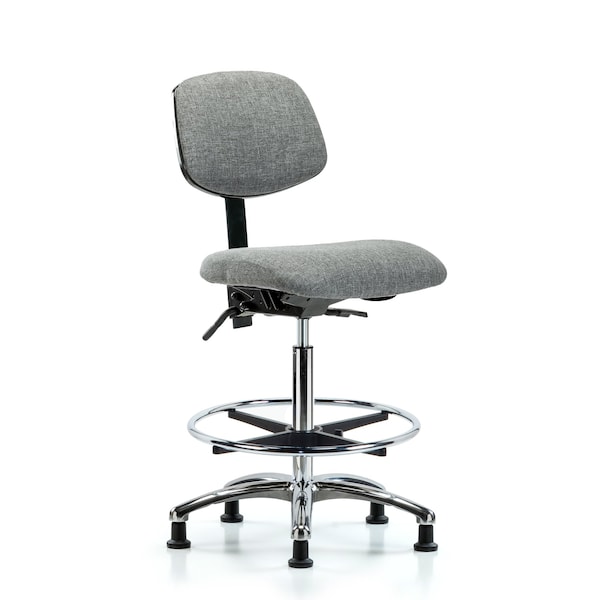 Blue Ridge Ergonomics High Bench Chair Chair, Fab, Hi Ben, Chr Tilt CF Glides, Gry, No Arms, 26" to 35-1/2" Height, Fabric BR-FHBCH-CR-T1-A0-CF-RG-F44 - main