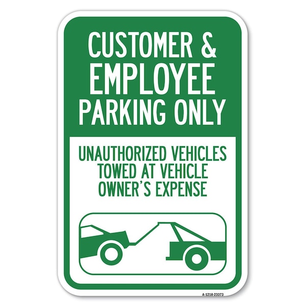 Signmission Parking Restriction Sign Customer and Employe, 12 Inch x 18 Inch 1 Sign, Heavy Gauge Aluminum A-1218-23373 - main