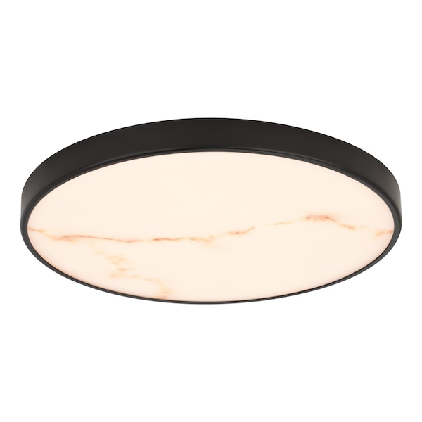 Vaxcel Aurelia 12-in Matte Black Contemporary Round LED Flush Mount Ceiling Light Alabaster Shade C0354 - main