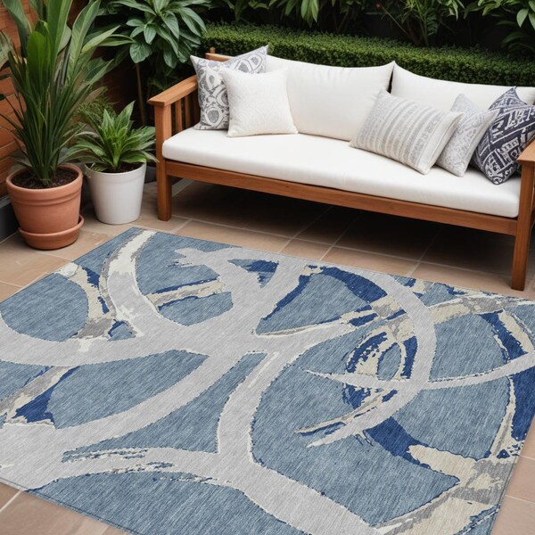 Homeroots 9' X 12' Gray Abstract Washable Indoor Outdoor Area Rug 599128 - main