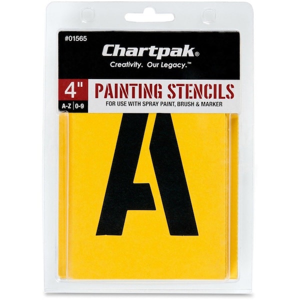 Chartpak Painting LettersNumbers Stencils, Yellow, 35PK CHA01565 - main