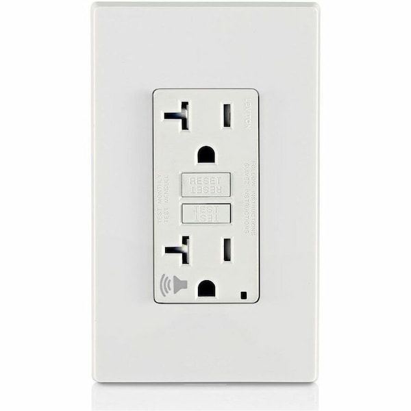 Leviton Self-Test Audible GFCI Receptacle, 20 Amp, 125 Volt, 5-20R NEMA GFTA2-W - main