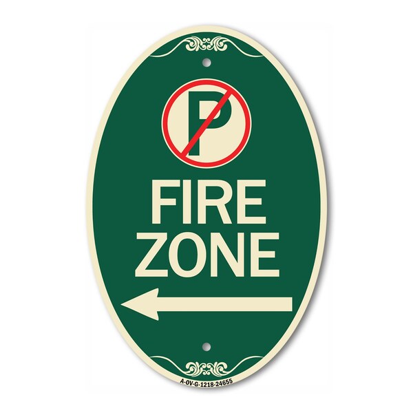 Signmission No Parking Symbol and Left Arrow, 12 Inch X 18 Inch Architectural Oval, Heavy Gauge Aluminum A-OV-G-1218-24655 - main