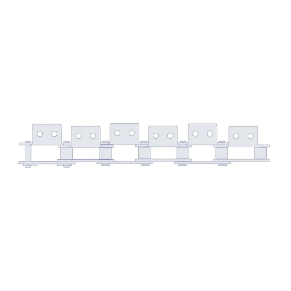 Hkk Chain HKK Double Pitch Riv Standard Conveyor w/A-2 Att on Every P, 1.25P, .4 Dia x 3/8 W DC050RA2EV - main