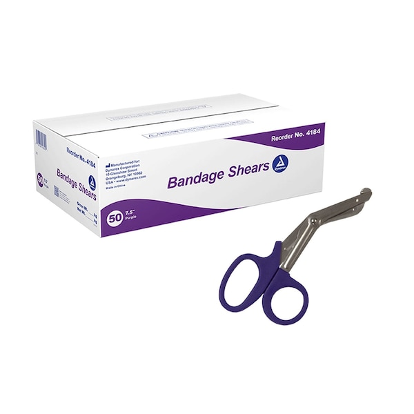 Dynarex Bandage Shears, 7.5", Purple, 50PK 4184-BX - main