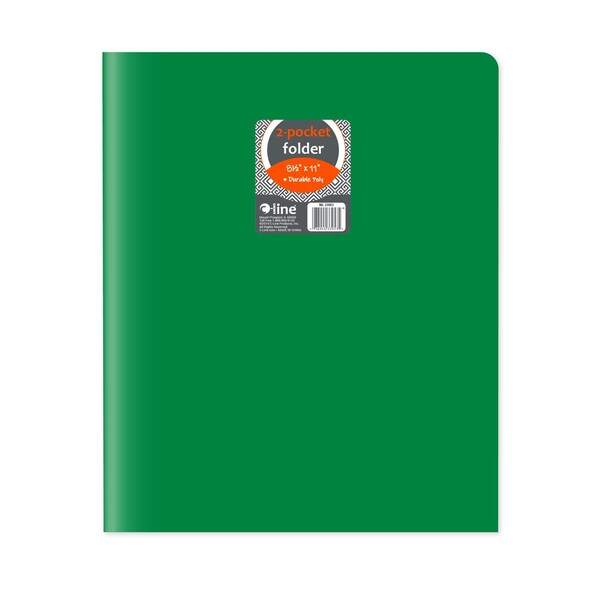 C-Line Products 8-1/2" x 11" Green Two-Pocket Heavyweight Poly Portfolio Folder, 25EA/BX, 6BX/CT 33953-BX - main
