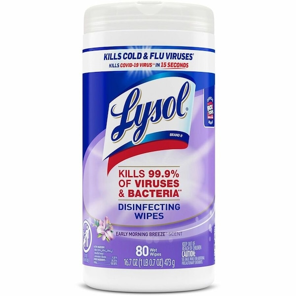 Lysol Early Morning Breeze Disinfecting Wipes, Canister, Early Morning Breeze, White, 80 PK RAC89347CT - main