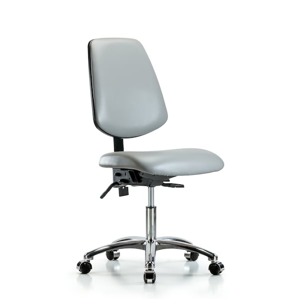 Blue Ridge Ergonomics Desk Chair Desk Chair, Vinyl, Med, Bk, Cast, Dov, No Arms, 18" to 23" Height, Vinyl, Dove BR-VDHCH-MB-CR-T1-A0-CC-8567 - main