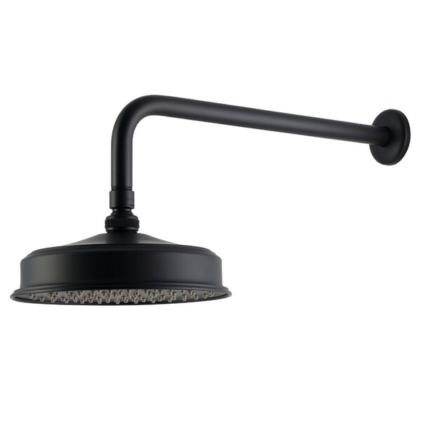 Kingston Brass 8" Round Brass Shower Head with 17" Ceiling Mounted Shower Arm, Matte Black K324K10 - main