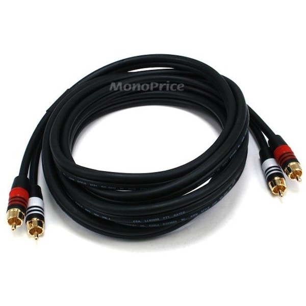 Monoprice 10ft Premium 2 RCA Plug/2 RCA Plug M/M 22AWG Cable - Black 5347 - main