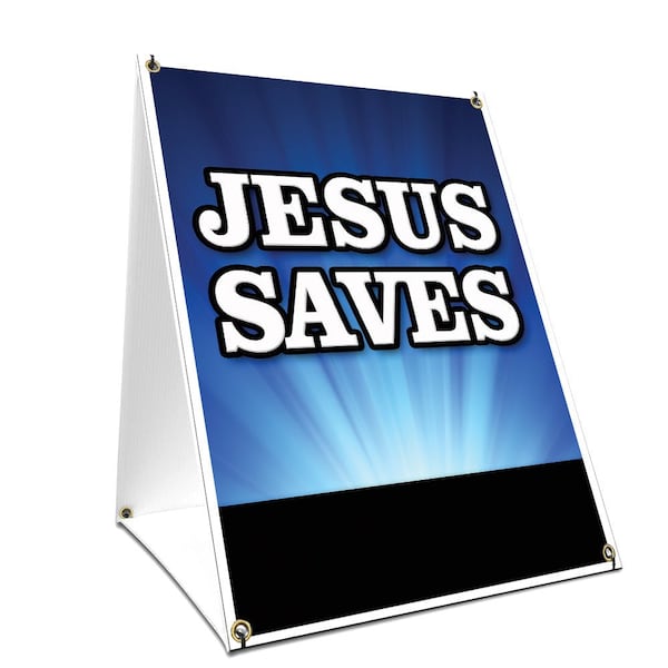 Signmission Jesus Saves, 24 Inch x 18 Inch A-frame Yard Sign, Plastic Sign SBC-1824-Jesus Saves - main