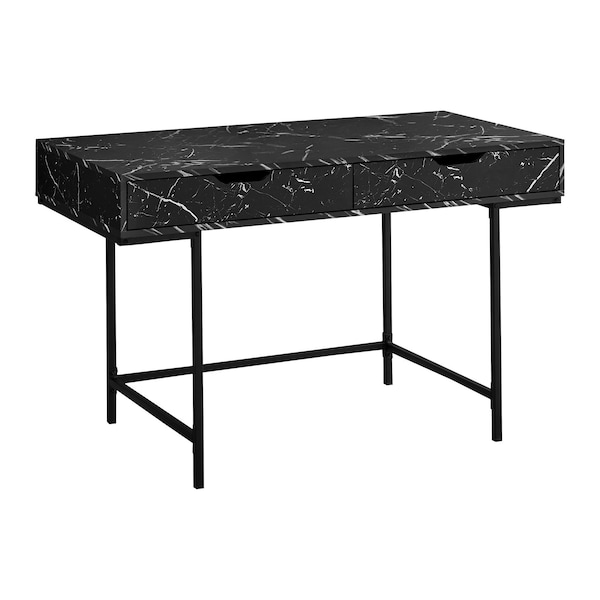 Homeroots 47" Black and White Wood and Metal H-Shape Computer Desk With Two Drawers 489892 - main