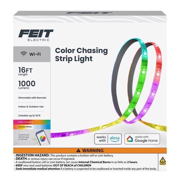 Feit Electric 16 ft. L Color Changing Plug-In LED Tape Light TAPE192CHASE/AG - main