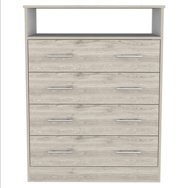 Homeroots 33" Light Grey Manufactured Wood Four Drawer Dresser 477782 - main