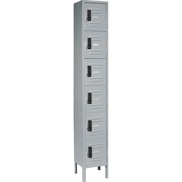 Global Industrial 6-Tier 6 Door Digital Locker, 12"W x 18"D x 78"H, Gray, Assembled 290791 - main