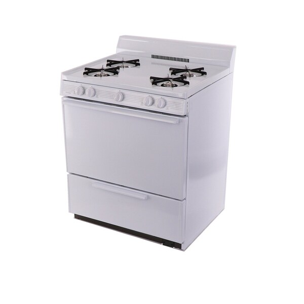 Premier Gas Range, Battery Ignition, Four 9100 BTU Burners, 30 inW x 40 inH x 26 inD, 3.91 cu. Ft., White 805745 - main