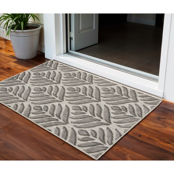 Homeroots 3' X 4' Charcoal Floral Indoor Outdoor Area Rug 527644 - main