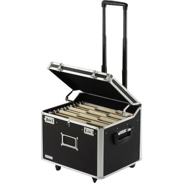 Vaultz File Box, Aluminum, Chrome, PVC, 17 1/4 in W, 15 in D, 14 1/4 in H, Combination-Lock Lid Closure IDEVZ01270 - main