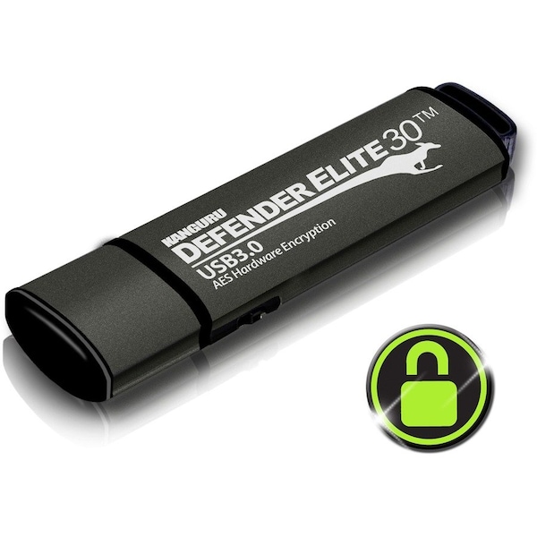 Kanguru Solutions Kanguru Defender Elite30 Hardware Encrypted Flash Drive, 64G KDFE30-64G - main