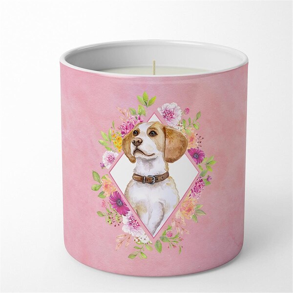 Carolines Treasures 10 oz Beagle Pink Flowers Decorative Soy Candle CK4117CDL - main