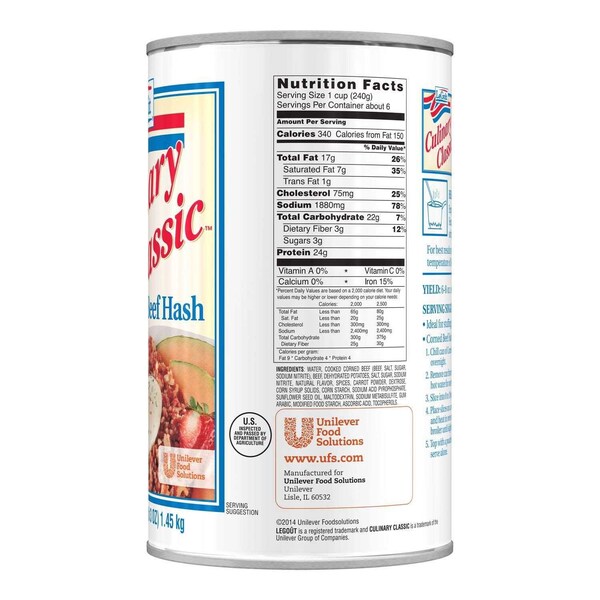 Legout Corned Beef Hash Heat and Serve Can, 51 Ounce 3750064863 - main