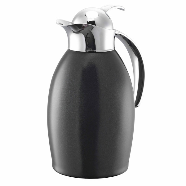 Service Ideas Nicollet Series 1-Liter Stainless Vacuum Insulated Carafe with Push Button Lid in Radiant Black NIC10BSPBBL - main