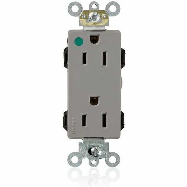 Leviton Straight Blade Receptacle, 5-15R, 15 A, 125V AC, Flush Mount, Self-Grounded M1626-HGG - main