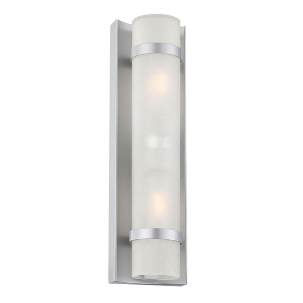 Homeroots Two Light Brushed Silver and White Glass Wall Sconce 398549 - main