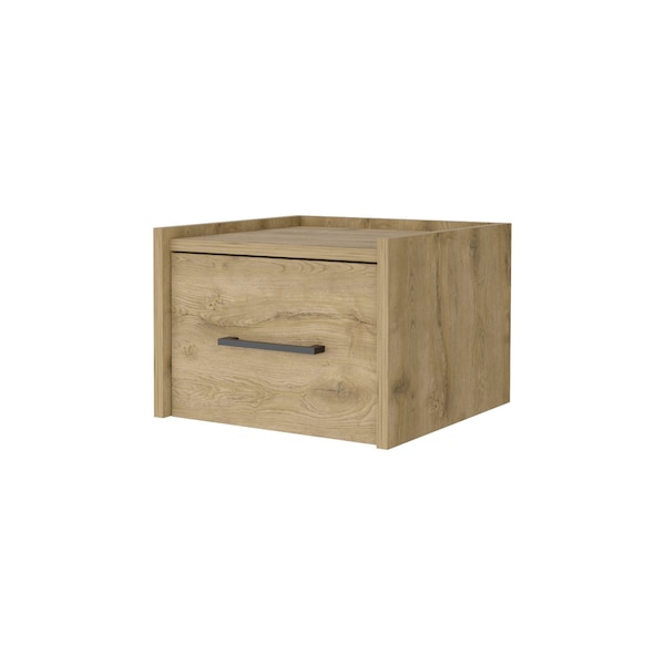 Homeroots 10" Beige One Drawer Faux Wood Floating Nightstand 546177 - main