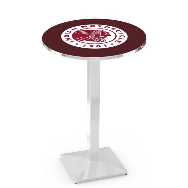 Holland Bar Stool Co 42" Chrome Indian Motorcycle Pub Table, 36" dia. Top L217C4236Indn-HD - main