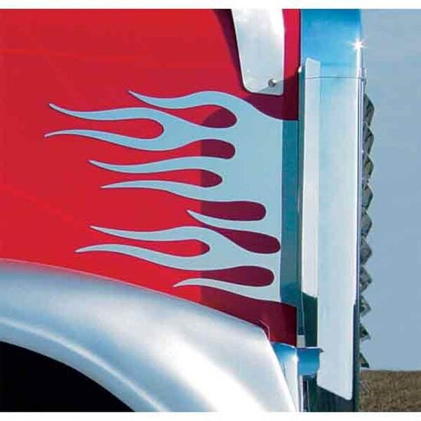 Ilc Replacement For Freightliner Fl132 Classic Xl Year 2005 Stainless Steel Side Hood Trim Wflames WZ-EEJZ-8 - main