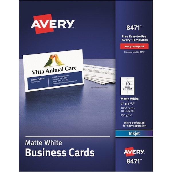 Avery Business Cards 2" x 3.5", Sure, PK1000 8471 - main