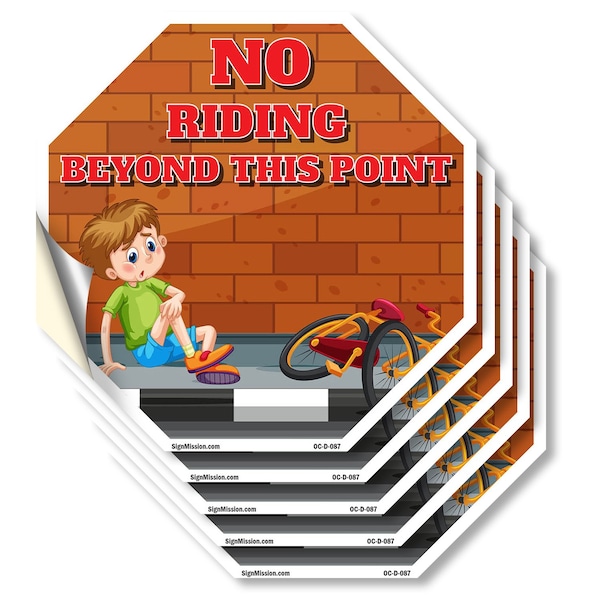 Signmission No Riding Beyond This Point, 6 inch X 6 inch, Vinyl Decal, 5PK OC-D-5PACK-6-87 - main