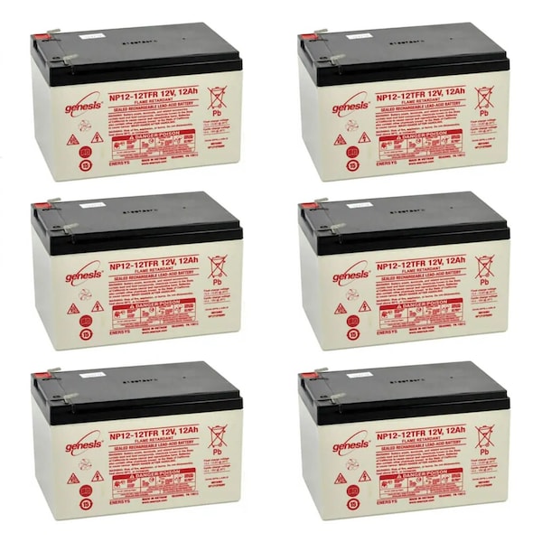 Enersys Genesis 12V 12Ah F2 Flame Retardant SLA Rechargeable Battery, 6PK NP12-12TFR - main