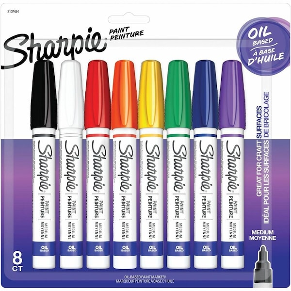 Sharpie Oil-Based Paint Markers, Medium Marker Point, Assorted Ink, Oil Based, Metal Barrel, 2PK 2107454 - main