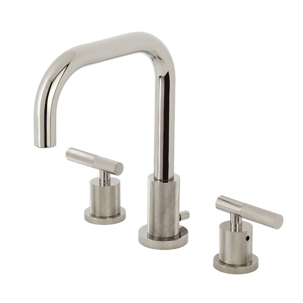 Kingston Brass Widespread Bathroom Faucet with Knurled Handle and Brass Pop-Up, Polished Nickel FSC8939KNL - main
