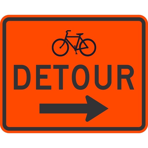 Lyle Bicycle Detour (Right Arrow), 30x24, High Intensity Prismatic, Orange G-14850-HI_30x24 - main